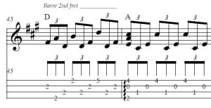 Barre 4th fret D