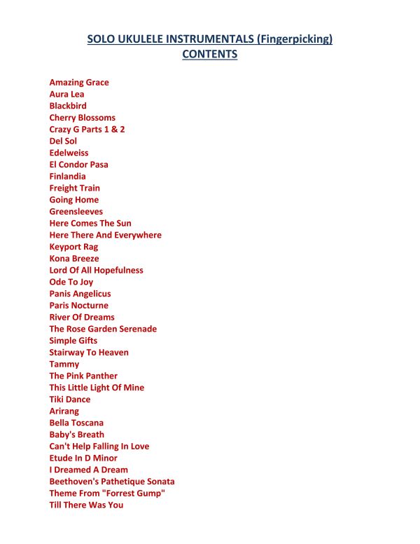 Solo Ukulele Contents